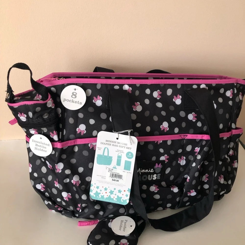 Minnie Mouse Disney baby Diaper bag. 4-piece set. NWT.
